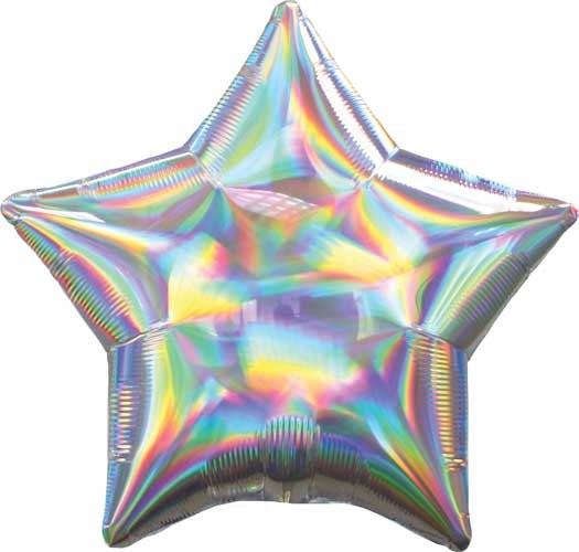 Star Shape • 18&quot; Standard Size Mylar Helium Balloon • SILVER IRIDESCENT