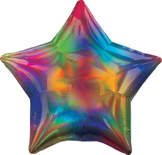 Star Shape • 18&quot; Standard Size Mylar Helium Balloon • RAINBOW IRIDESCENT