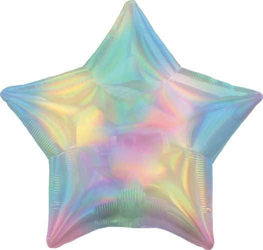 Star Shape • 18&quot; Standard Size Mylar Helium Balloon • PASTEL RAINBOW IRIDESCENT
