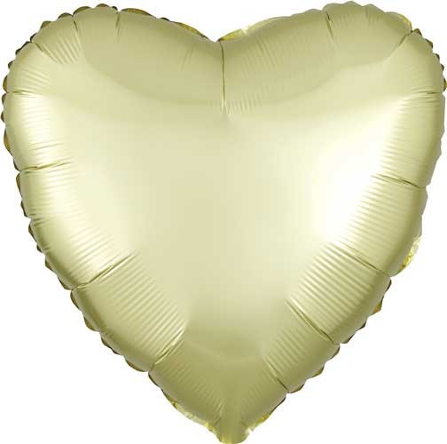 Heart Shape, Yellow Pastel Satin • 18" Standard Size Mylar Helium Balloon
