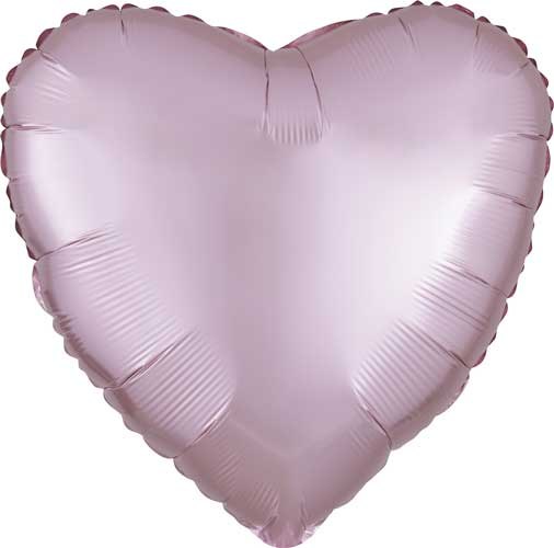 Heart Shape • 18" Standard Size Mylar Helium Balloon • PINK, PASTEL SATIN