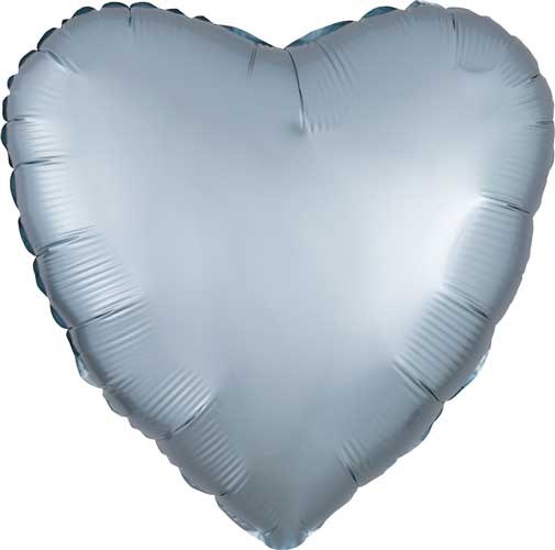 Heart Shape • 18" Standard Size Mylar Helium Balloon • BLUE PASTEL SATIN