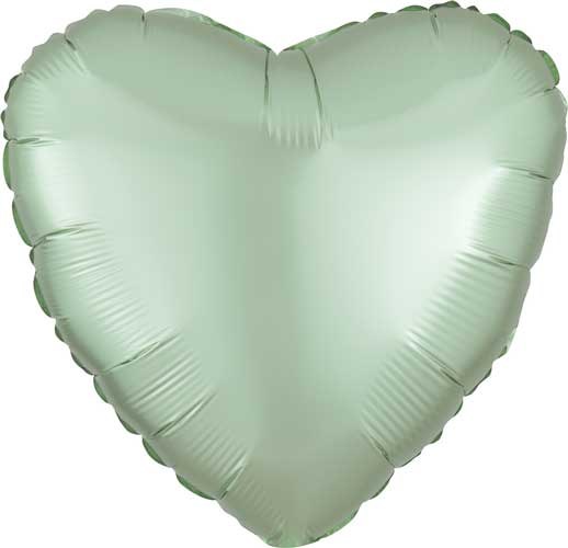 Heart Shape • 18" Standard Size Mylar Helium Balloon • GREEN, MINT SATIN