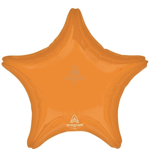 Star Shape • 18" Standard Size Mylar Helium Balloon • ORANGE, VIBRANT