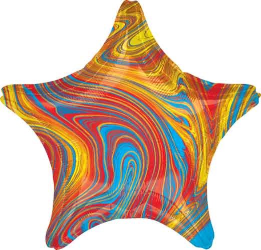 Star Shape • 18" Standard Size Mylar Helium Balloon • MARBLE, COLORFUL