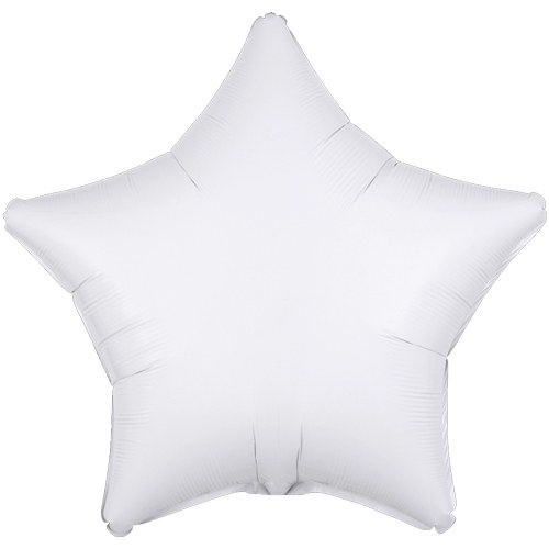 Star Shape • 18" Standard Size Mylar Helium Balloon • WHITE