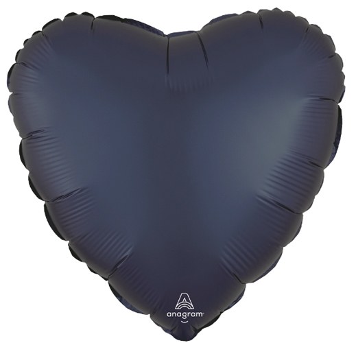 Heart Shape • 18" Standard Size Mylar Helium Balloon • BLUE, TRUE NAVY SATIN
