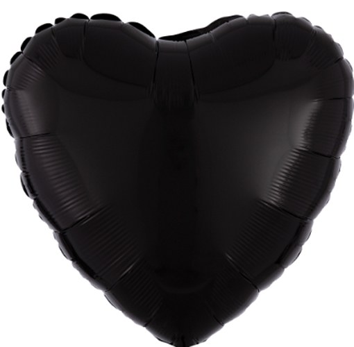 Heart Shape • 18" Standard Size Mylar Helium Balloon • BLACK SATIN