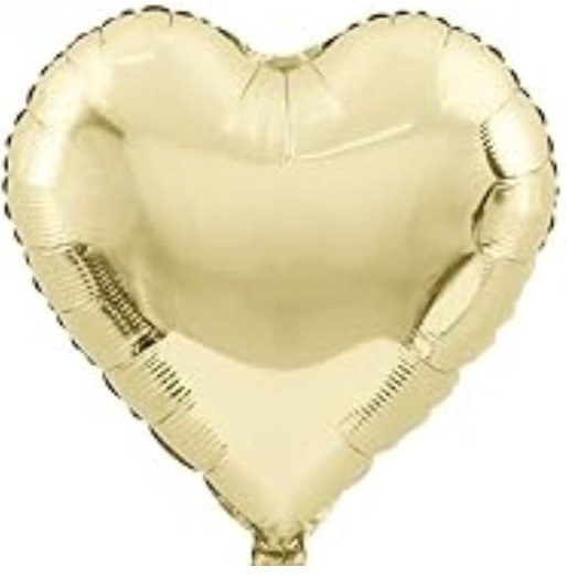 Heart Shape • 18" Standard Size Mylar Helium Balloon • WHITE GOLD