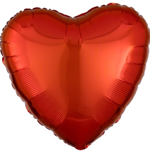 Heart Shape • 18" Standard Size Mylar Helium Balloon • ORANGE, DARK