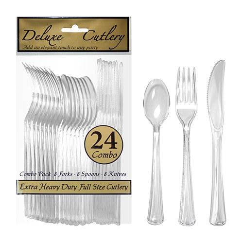 Cutlery Combo Clear 24pk