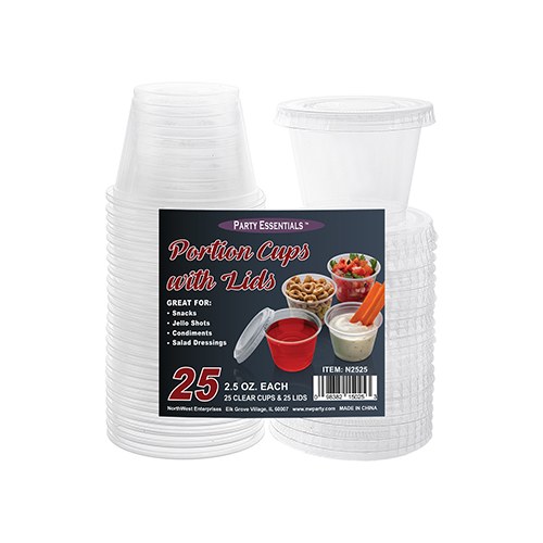 Shot Glasses &amp; Lids 2.5oz 25ct