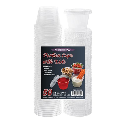 Gelatin Shot Glasses 2.5oz w/  Lids 50ct