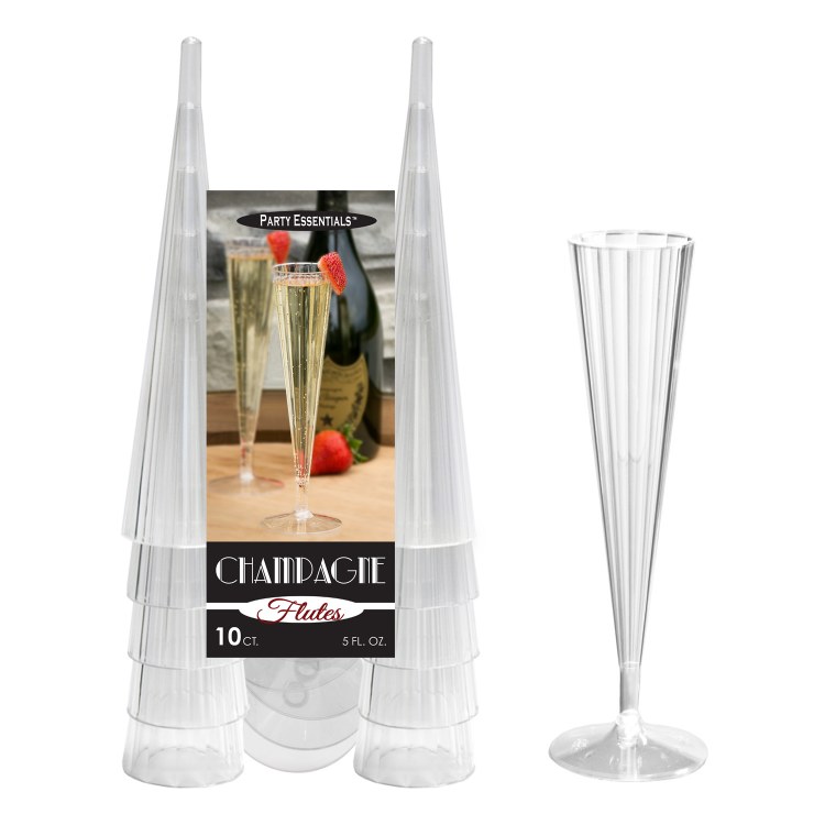 Champagne Flutes 5oz 10ct Plastic