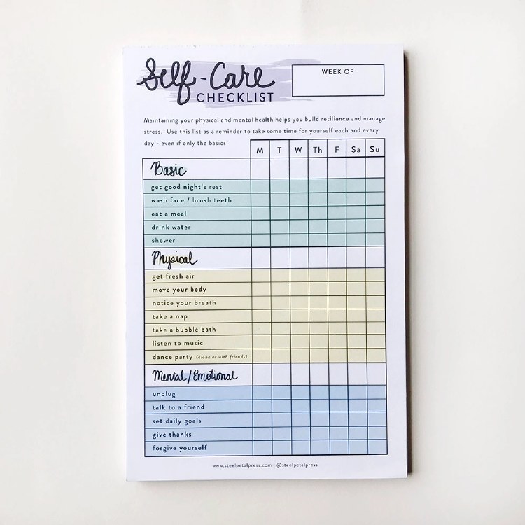 Notepad Self Care Checklist
