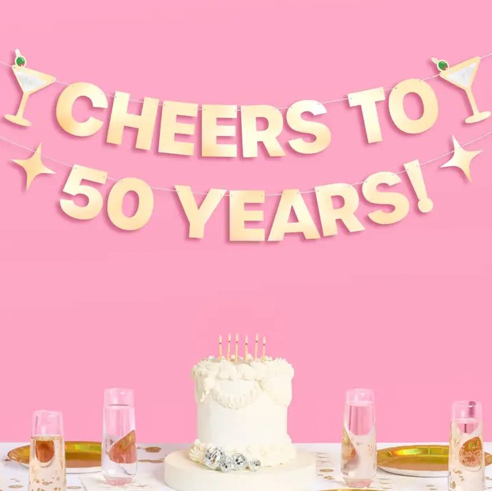 Banner Cheers To 50 Years Gld