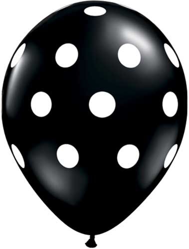 11" Polka Dots Latex Helium Balloon • Black