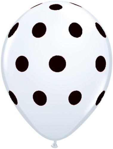 Latex 11" Polka Dot Wht w/Blk