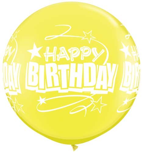 Happy Birthday Mega Jumbo 30" Latex Helium Balloon • Yellow