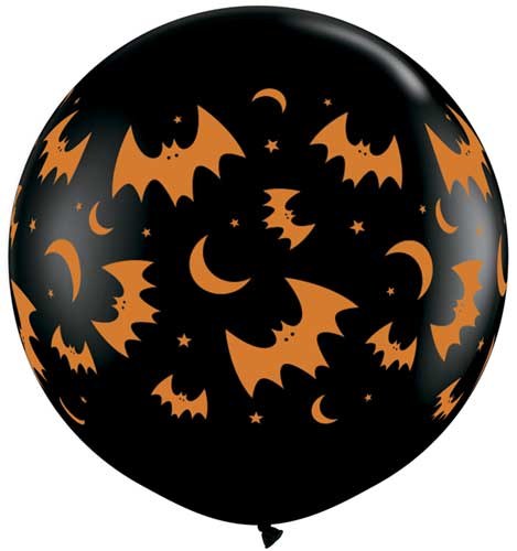 30" Black Bats &amp; Moons Mega Jumbo Latex Helium Balloon