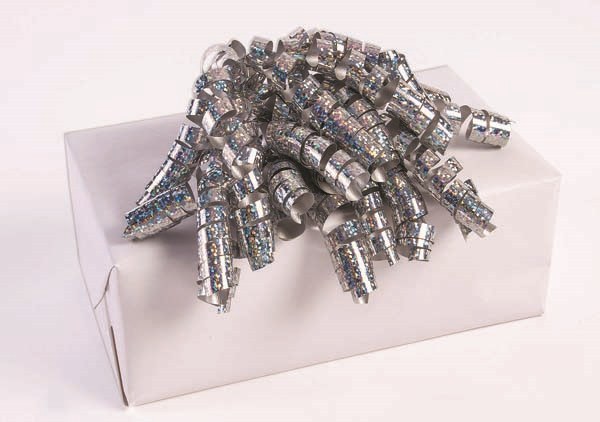 Bow Curly Silver Holographic