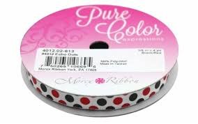 Ribbon Wht/Red/Blk 3/8in x 4yd