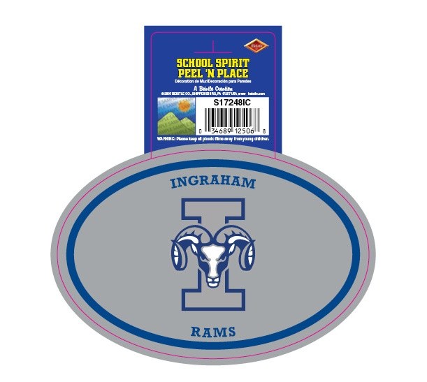 Ingraham Rams Peel'n'Place Oval Sticker