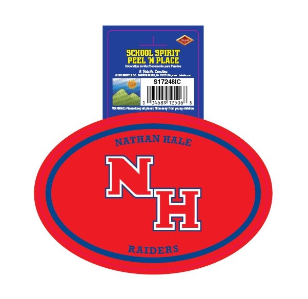 Nathan Hale Raiders Peel'n'Place Oval Sticker