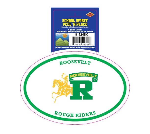 Roosevelt Rough Riders Peel'n'Place Oval Sticker