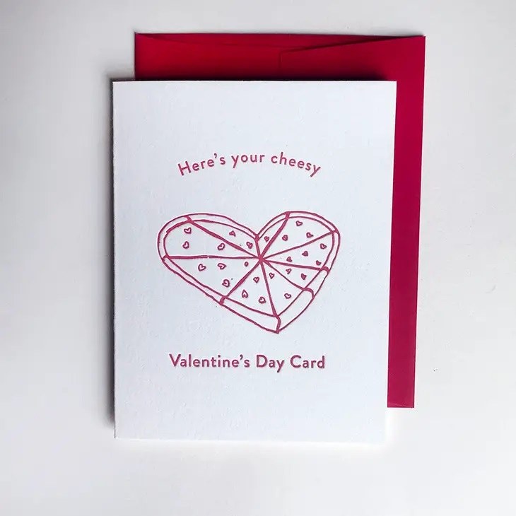 Card Cheesy Pizza Valentines