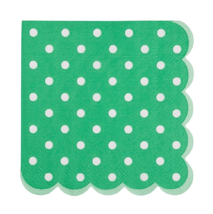 Green Polka Dot Bev Napkins