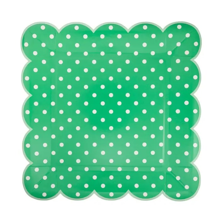 Green Polka Dot Square Plate