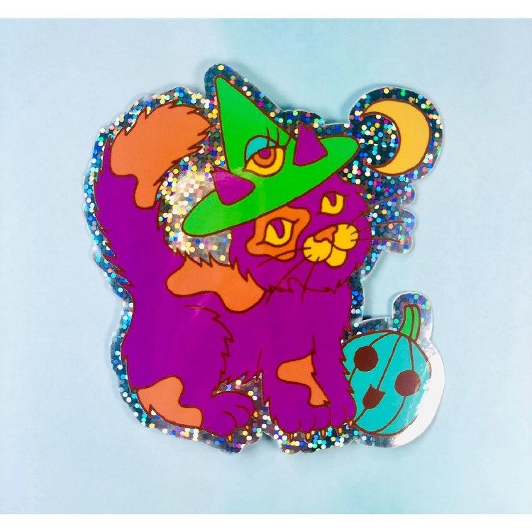 Sticker Cat Witch Moon