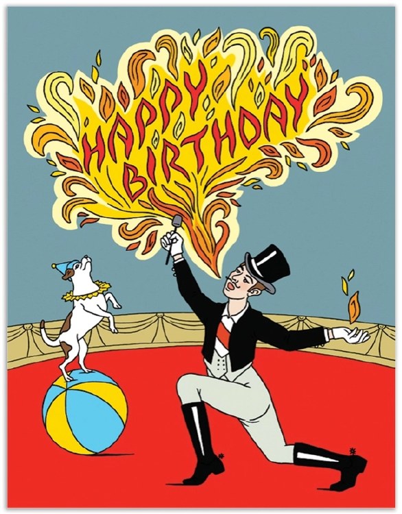 Circus Fire Breather Happy Birthday Card