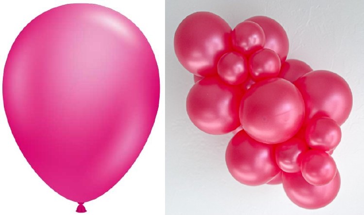 Tuftex 11" Uninflated Latex • 100 Count Bag • Pink, Metallic Fuchsia