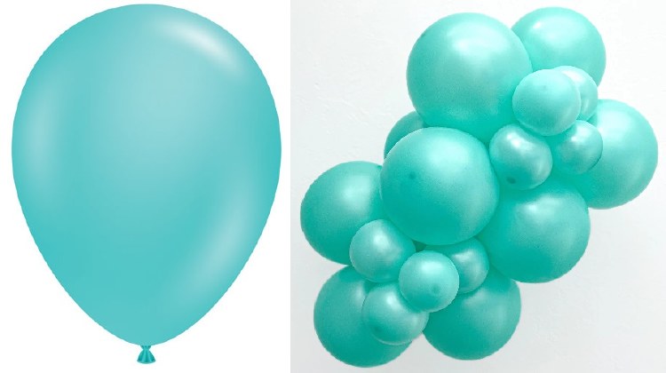 Tuftex 11" Uninflated Latex • 100 Count Bag • Blue, Metallic Seafoam