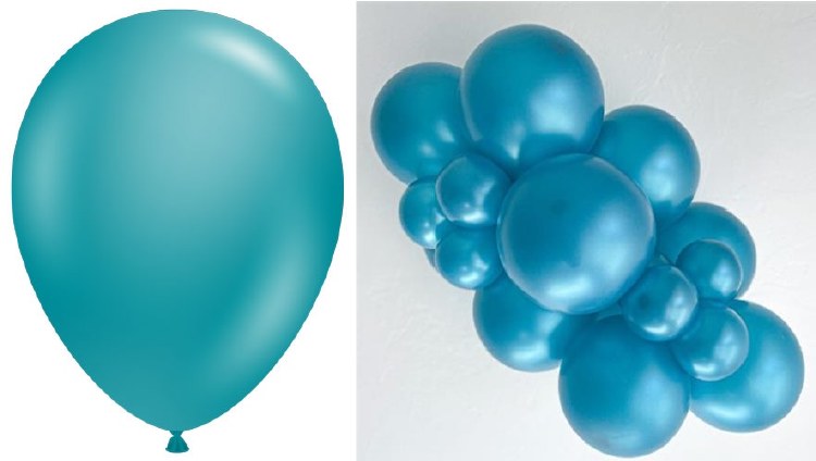 Tuftex 11" Uninflated Latex • 100 Count Bag • Blue, Metallic Teal