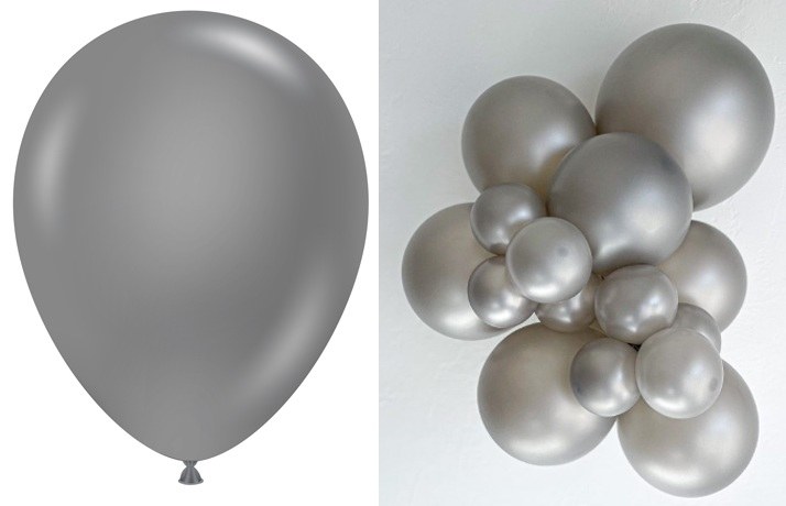 Tuftex 11" Uninflated Latex • 100 Count Bag • Neutral, Silver