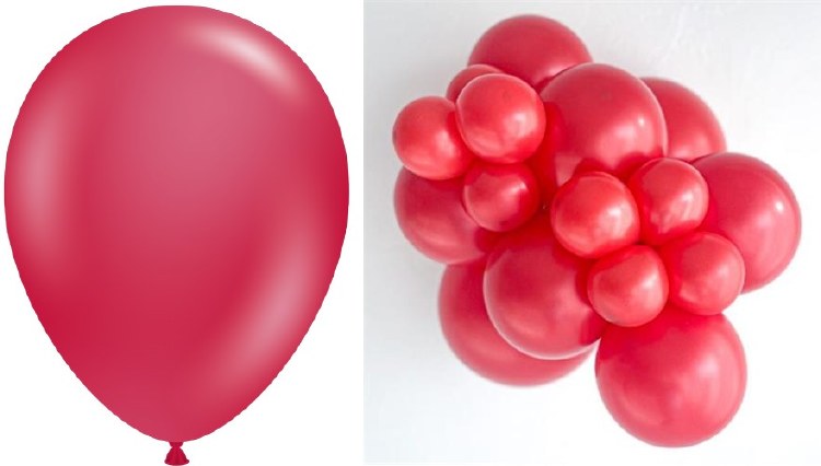 Tuftex 5" Uninflated Latex • 50 Count Bag • Warm, Red Metallic Starfire