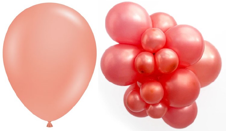Tuftex 5" Uninflated Latex • 50 Count Bag • Pink, Metallic Rose Gold