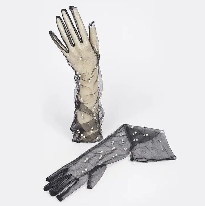 Gloves Long Mesh Black