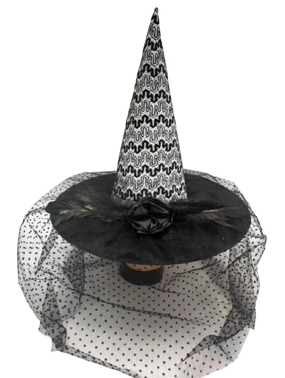 Witch Hat ~ Black/Silver Lace