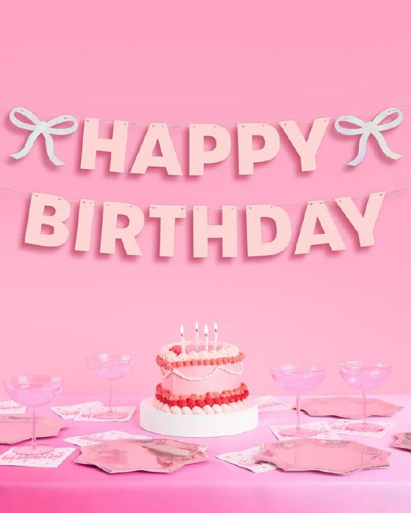 Happy Birthday Bow Banner