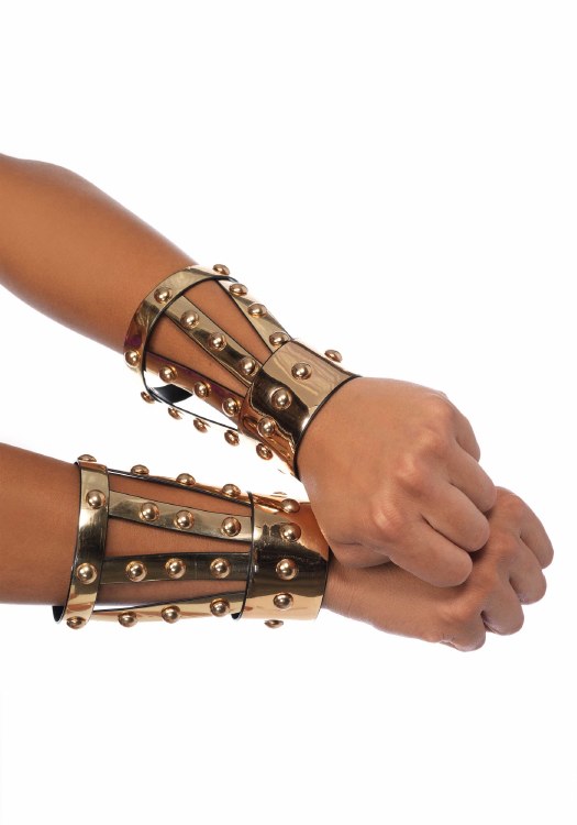 Arm Cuffs Chrome Vinyl Studded