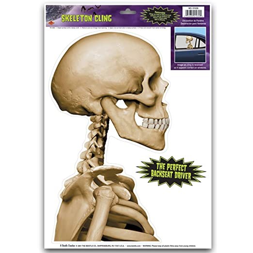 Backseat Skeleton Window Cling ~ 1 Piece