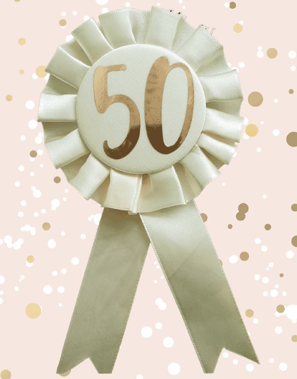 Rose Gold 50th Birthday Badge