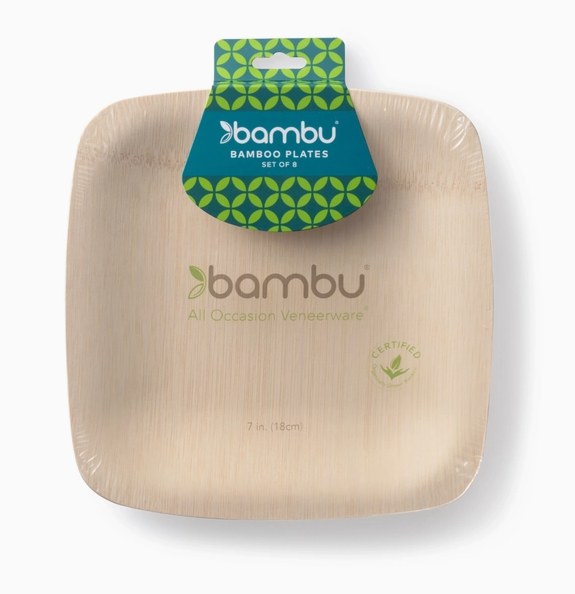 Bamboo 7in Square Plates 8pk