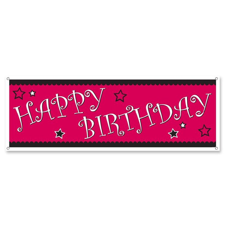 Happy Birthday Banner Hot Pink