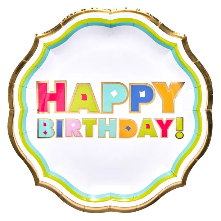 Bright Birthday 10.5in Plt 8pk