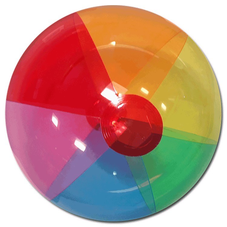 BEach Ball 16in Rainbow Clear